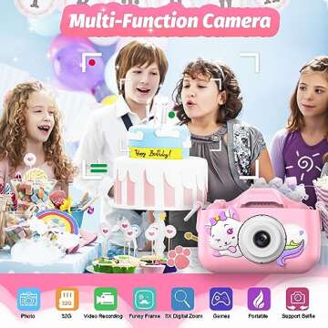 Goopow Kids Selfie Camera Toys for Girls Age 3-9, Digital Video Camera Toy with Protective Cover,Chr...