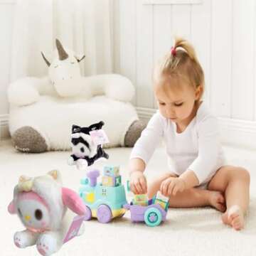 Veakeqe 1 Pcs Cartoon Plush Stuffed Animal, Lovely Plush Dolls,8 Inch Anime Cute Soft Plush Figure Toy, Soothe Kids Girl Fans Toys Gift Bag Filler Birthday Gift for Kids (Black)