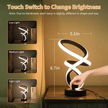 Aialun Spiral RGB Table Lamps Set of 2 - Unique Dimmable Touch Lamps