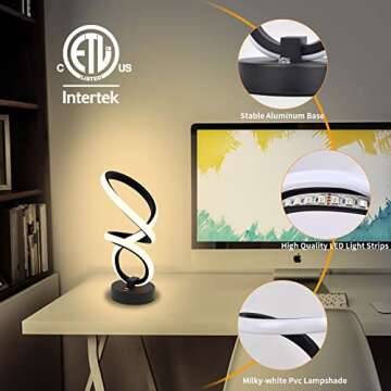 Aialun Spiral RGB Table Lamps Set of 2 - Unique Dimmable Touch Lamps