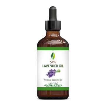 SVA Lavender Essential Oil – 4 Fl Oz – 100% Natural Lavender Oil - for Diffuser, Hair Care, Face, Skin Care, Aromatherapy, Scalp and Body Massage, Soap and Candle Making – with Dropper