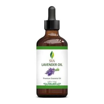 SVA Lavender Essential Oil – 4 Fl Oz – 100% Natural Lavender Oil - for Diffuser, Hair Care, Face, Skin Care, Aromatherapy, Scalp and Body Massage, Soap and Candle Making – with Dropper