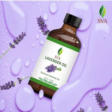 SVA Lavender Essential Oil – 4 Fl Oz – 100% Natural Lavender Oil - for Diffuser, Hair Care, Face, Skin Care, Aromatherapy, Scalp and Body Massage, Soap and Candle Making – with Dropper