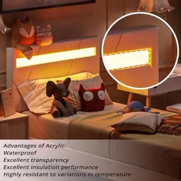 LIKIMIO Twin Bed Frame with LED Lights(Smart APP Control), Upholstered Modern Platform Bed Frame, No Box Spring Needed/Noise-Free/Easy Assembly, White