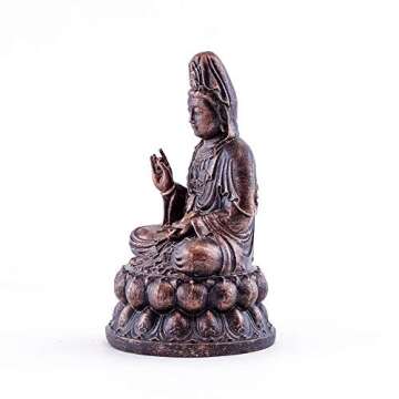 Top Collection Mini Seated Quan Yin Praying Statue- Enlightened Kwan Yin Goddess of Mercy and Compas...