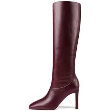 YIYA Cherry Red Knee-High Boots for Fashionable Women