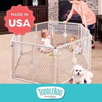 Toddleroo by North States Superyard 6 Panel Free Standing Play Yard, Indoor or Outdoor Baby Playpen,...