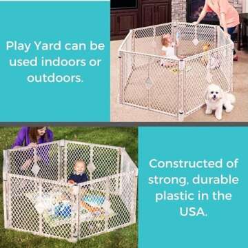 Toddleroo by North States Superyard 6 Panel Free Standing Play Yard, Indoor or Outdoor Baby Playpen, Baby Gate. Made in USA. 5.5 feet corner to corner play pen (26" Tall, Sand)