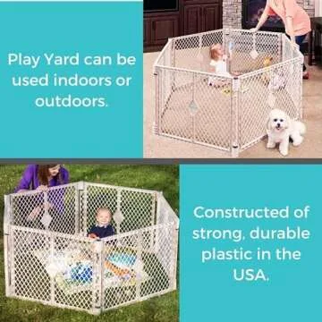 Toddleroo by North States Superyard 6 Panel Free Standing Play Yard, Indoor or Outdoor Baby Playpen, Baby Gate. Made in USA. 5.5 feet corner to corner play pen (26" Tall, Sand)