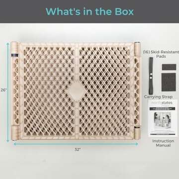 Toddleroo by North States Superyard 6 Panel Free Standing Play Yard, Indoor or Outdoor Baby Playpen, Baby Gate. Made in USA. 5.5 feet corner to corner play pen (26" Tall, Sand)