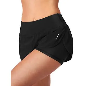 Soothfeel Women's 2 in 1 Running Shorts Workout Athletic Gym Yoga Shorts for Soothfeel Women with Phone Pockets Black