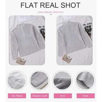 Dokotoo Gray Sweaters for Women Long Sleeve Waffle Knit Tops for Women Fall Fashion 2024 Quarter Zip Pullover Chunky Sweaters Warm Cozy V Neck Oversized Sweater Fall Outfits Clothes Small