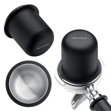 Normcore 58mm Dosing Cup - Espresso Coffee Dosing Cup Compatible with 58mm Portafilter - Non-stick coating Black - 304 Stainless Steel - Espresso Machine Accessory - Tall Version
