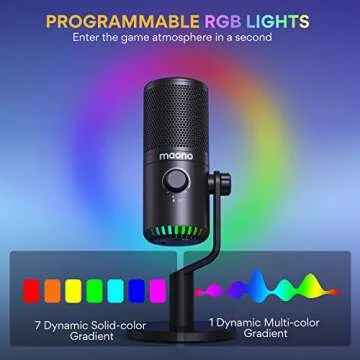 MAONO USB Gaming Microphone with RGB Lighting and Controls