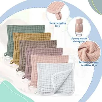 Irenare 6 Pack Cotton Baby Burp Cloths Soft Absorbent