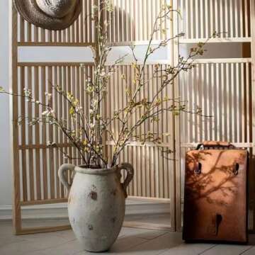 Rustic Reach Weigela Flower Artificial Stems | Fake Twigs & Branches for Vase Decoration | Fall Indoor Home Office Decor | 63" Tall, White