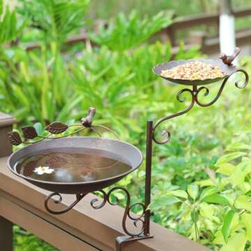 MUMTOP Adjustable Bird Baths and Feeders for Outdoors