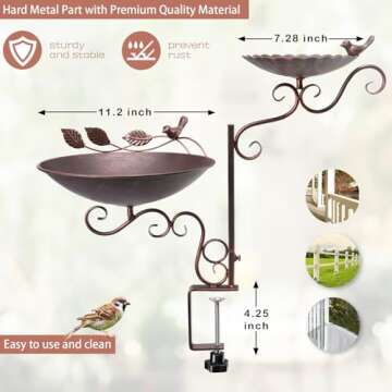 MUMTOP Adjustable Bird Baths and Feeders for Outdoors