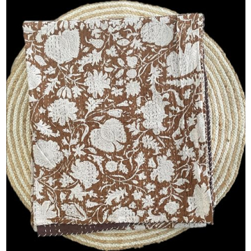 Hippie Floral Handmade Kantha Quilt - Vintage Throw Blanket