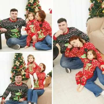 Simplee kids Ugly Christmas Round Neck Sweater Family Matching Outfits for Holiday Party Knitted Pullover,Long Sleeve for Winter 5-6T Kids