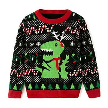 Simplee kids Ugly Christmas Round Neck Sweater Family Matching Outfits for Holiday Party Knitted Pullover,Long Sleeve for Winter 5-6T Kids