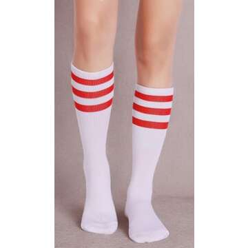Pareberry Classic Triple Stripes Cotton Tube Socks