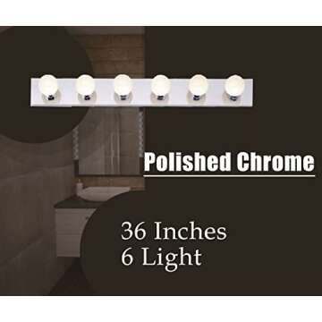 DYSMIO Lighting Six Light Vanity Strip - Hollywood Style Mirror Fixture with Chrome Plates – Salon...