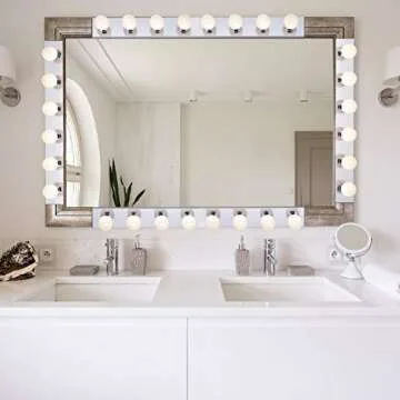 DYSMIO Lighting Six Light Vanity Strip - Hollywood Style Mirror Fixture with Chrome Plates – Salon-Grade Accessories for Bedroom, Bathroom, Dressing Room, Makeup Studio - 36 x 4.25 Inches - Set of 2