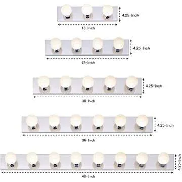 DYSMIO Lighting Six Light Vanity Strip - Hollywood Style Mirror Fixture with Chrome Plates – Salon-Grade Accessories for Bedroom, Bathroom, Dressing Room, Makeup Studio - 36 x 4.25 Inches - Set of 2