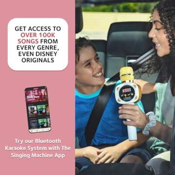 Carpool Karaoke Machine for Kids & Adults, Carpool Karaoke The Mic 1.0 by Singing Machine - Wireless & Bluetooth Karaoke Microphone with Mic Volume, Echo Controls as White Elephant Gift, Gold & White