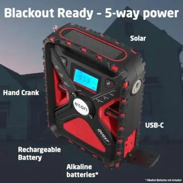 Eton Quest Hand Crank NOAA Weather Radio, All Band Emergency Radio, AM/FM Shortwave Storm Radio, Bluetooth, Ambient Light, Phone Charger, RDS, Solar, Flashlight, Camping, Hiking