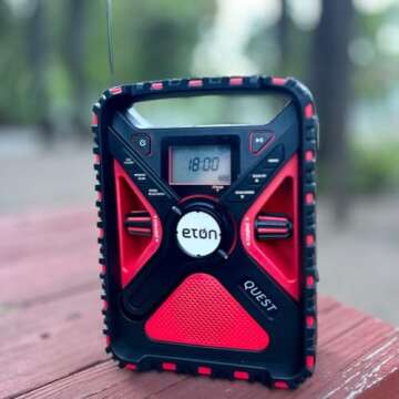 Eton Quest Hand Crank NOAA Weather Radio, All Band Emergency Radio, AM/FM Shortwave Storm Radio, Bluetooth, Ambient Light, Phone Charger, RDS, Solar, Flashlight, Camping, Hiking