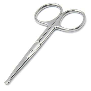 Melwey Rounded Stainless Steel Facial Hair Scissors - Safe Trimming Tool for All Ages