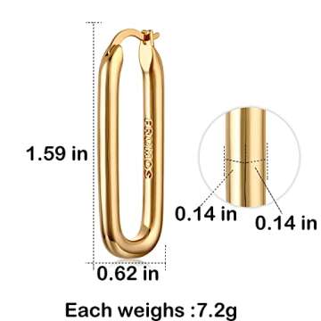 FRUMOS 18K Gold Plated Chunky Oval Hoop Earrings for Women - Fashion Thick Gold Hoops Jewelry Set fo...