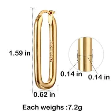 FRUMOS 18K Gold Plated Chunky Oval Hoop Earrings for Women - Fashion Thick Gold Hoops Jewelry Set fo...