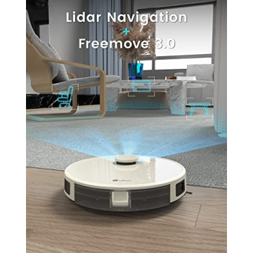 Lefant Robot Vacuum and Mop, Lidar Navigation, 4000Pa Suction Robotic Vacuum Cleaner with 150Mins, Real-time Map, No-go Zones, Compatible with Alexa/App, Ideal for Hard Floor and Pet Hair
