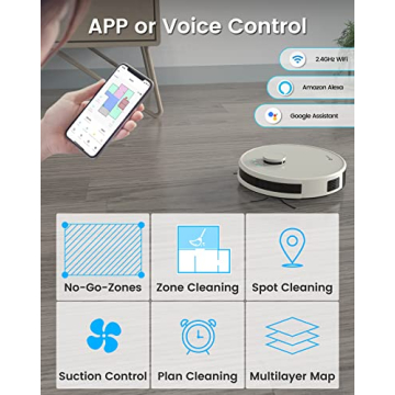 Lefant Robot Vacuum and Mop, Lidar Navigation, 4000Pa Suction Robotic Vacuum Cleaner with 150Mins, Real-time Map, No-go Zones, Compatible with Alexa/App, Ideal for Hard Floor and Pet Hair