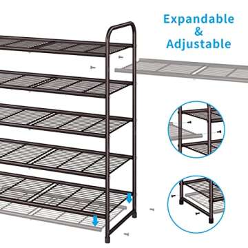 Effortless Shoe Organization with 5-Tier Shoe Rack