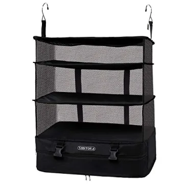 TABITORA Portable Hanging Travel Shelves Bag Packing Cube Organizer Suitcase Storage Large Capacity ...