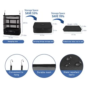 TABITORA Portable Hanging Travel Shelves Bag Packing Organizer