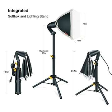 LINCO Lincostore Mini Softbox Lighting Kit 8x8inch, Table Top Photography Lighting for Studio Lighting, Portable Small Softbox Light for Photography Video Portrait Table Top Desk Light