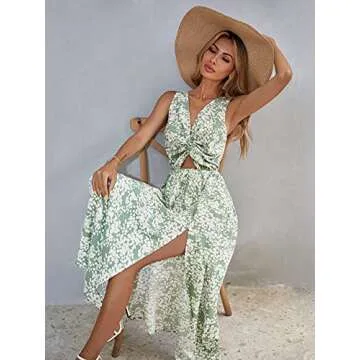 Verdusa Twist Front Sleeveless Maxi Dress in Mint Green