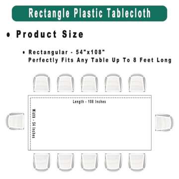 PARTY ULYJA Black Plastic Tablecloths 2 Pack Disposable Table Covers 54 x 108 Inch PEVA Opaque Table Cloths for BBQ Picnic Birthday Wedding Banquet Parties 8 ft Rectangle Table Use
