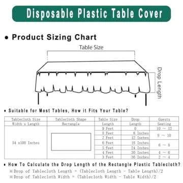 PARTY ULYJA Black Plastic Tablecloths 2 Pack Disposable Table Covers 54 x 108 Inch PEVA Opaque Table Cloths for BBQ Picnic Birthday Wedding Banquet Parties 8 ft Rectangle Table Use