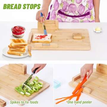 Fanwer Adaptive One-Handed Cutting Board- Anti-Slip with Bread Stops & Spikes - Perfect for Amputees...