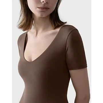 PUMIEY Soft V Neck Bodysuit for Women - Stylish & Comfortable
