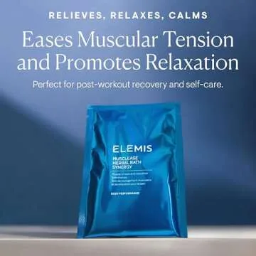 ELEMIS Musclease Herbal Bath Synergy | Calming Muscle Tension and Relaxation Therapy Soak Relieves Aches, Pains and Tension Post-Workout | 10 Sachets