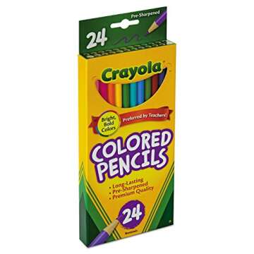 Crayola 684024 Long Barrel Colored Woodcase Pencils, 3.3 mm, 24 Assorted Colors/Set