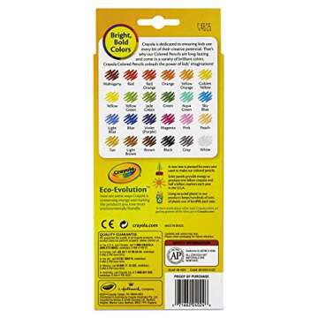 Crayola 684024 Long Barrel Colored Woodcase Pencils, 3.3 mm, 24 Assorted Colors/Set