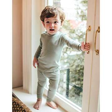 VAENAIT BABY Kids Long Sleeve Modal Sleepwear Pajamas 2pcs Set Modal Mint L